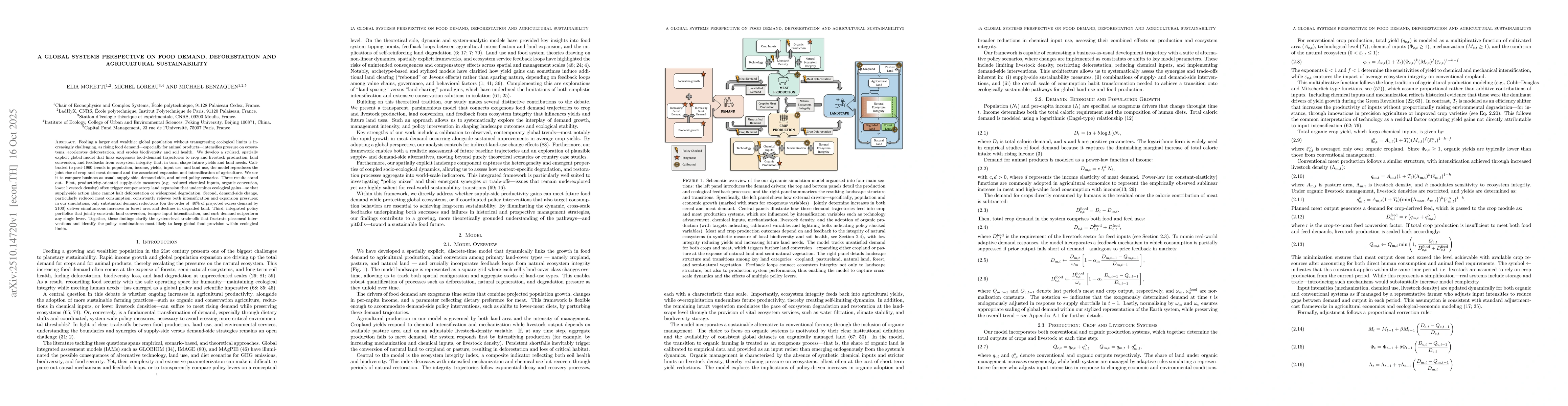Thumbnail for A Global Systems Perspective on Food Demand, Deforestation and
  Agricultural Sustainability