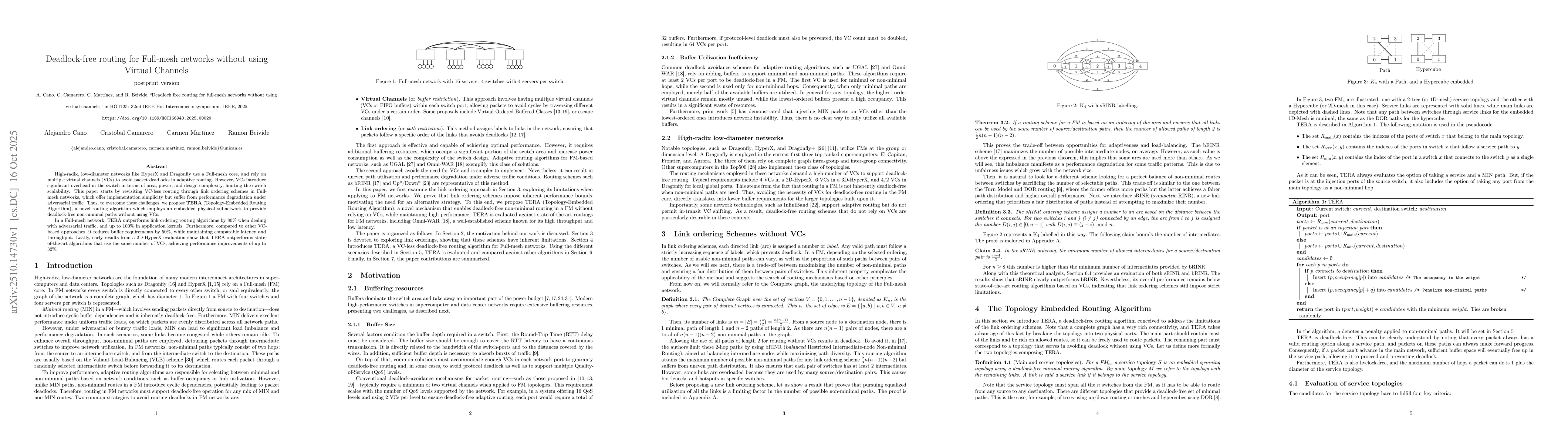 Thumbnail for Deadlock-free routing for Full-mesh networks without using Virtual
  Channels