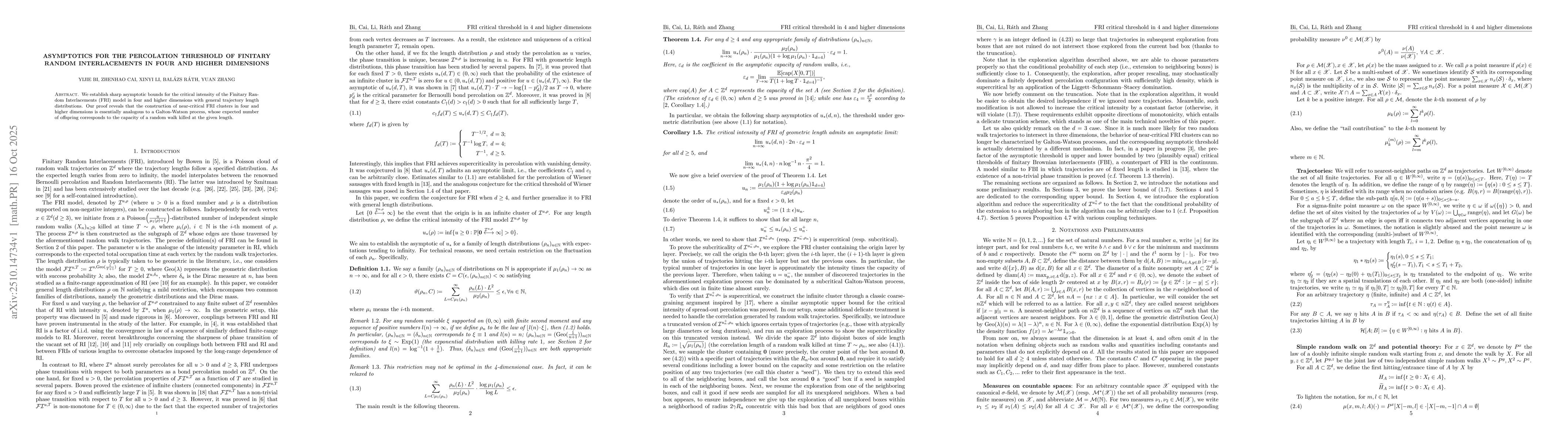 Thumbnail for Asymptotics for the percolation threshold of finitary random
  interlacements in four and higher dimensions