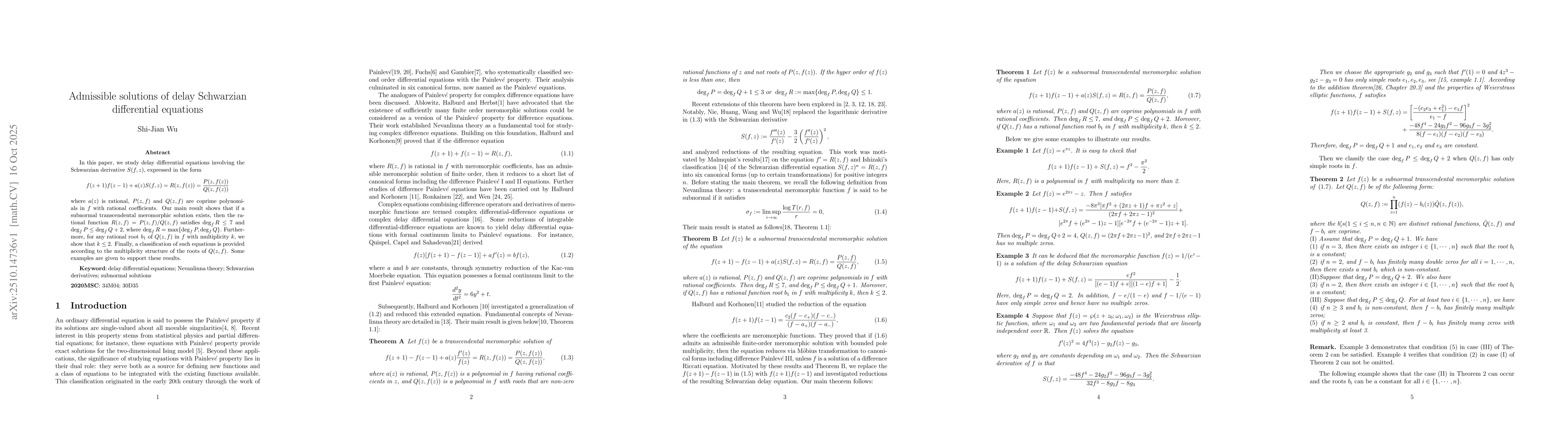 Thumbnail for Admissible solutions of delay Schwarzian differential equations