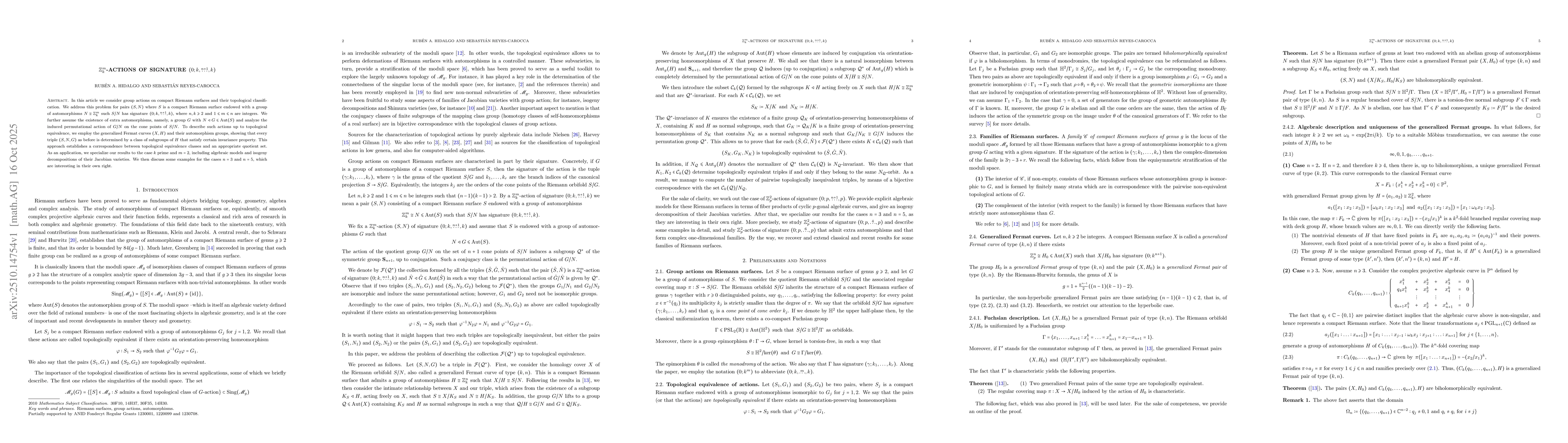 Thumbnail for ${\mathbb Z}_{k}^{m}$-actions of signature
  $(0;k,\stackrel{n+1}{\ldots},k)$