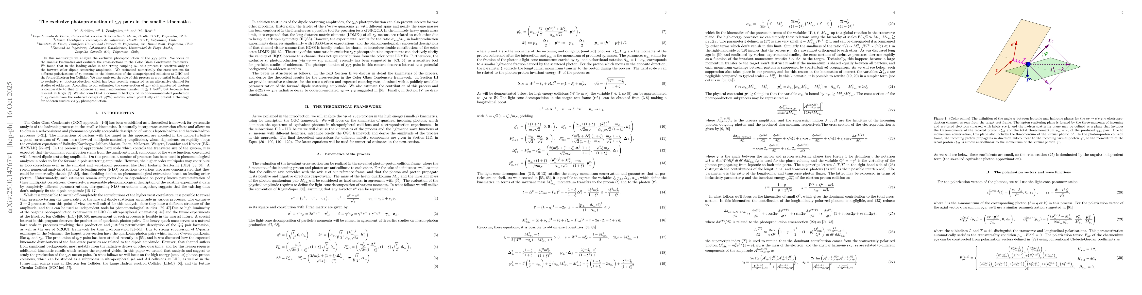 Thumbnail for The exclusive photoproduction of $χ_{c}γ$ pairs in the small-$x$
  kinematics