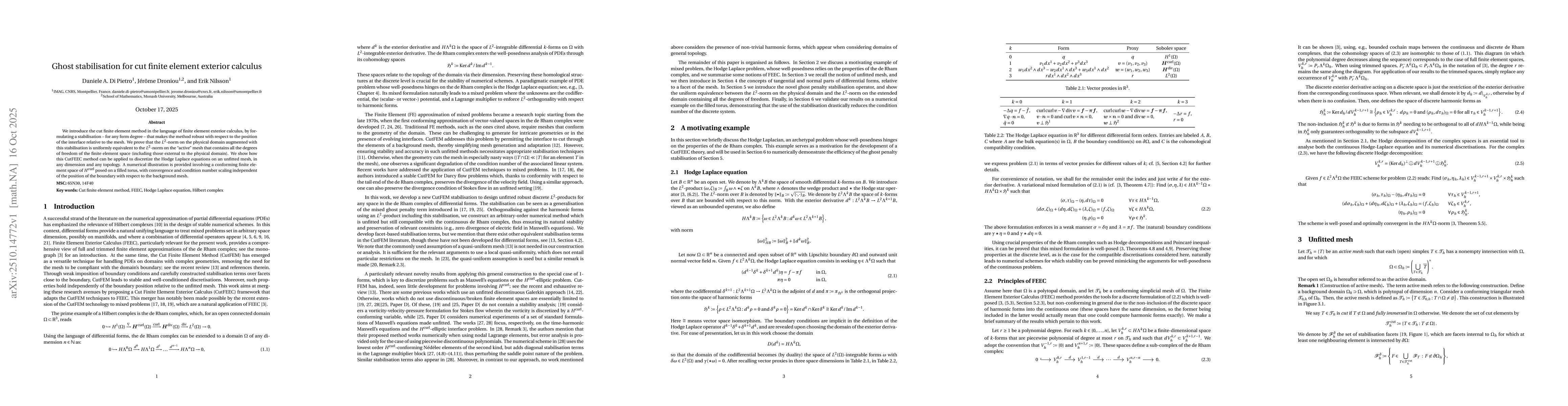 Thumbnail for Ghost stabilisation for cut finite element exterior calculus