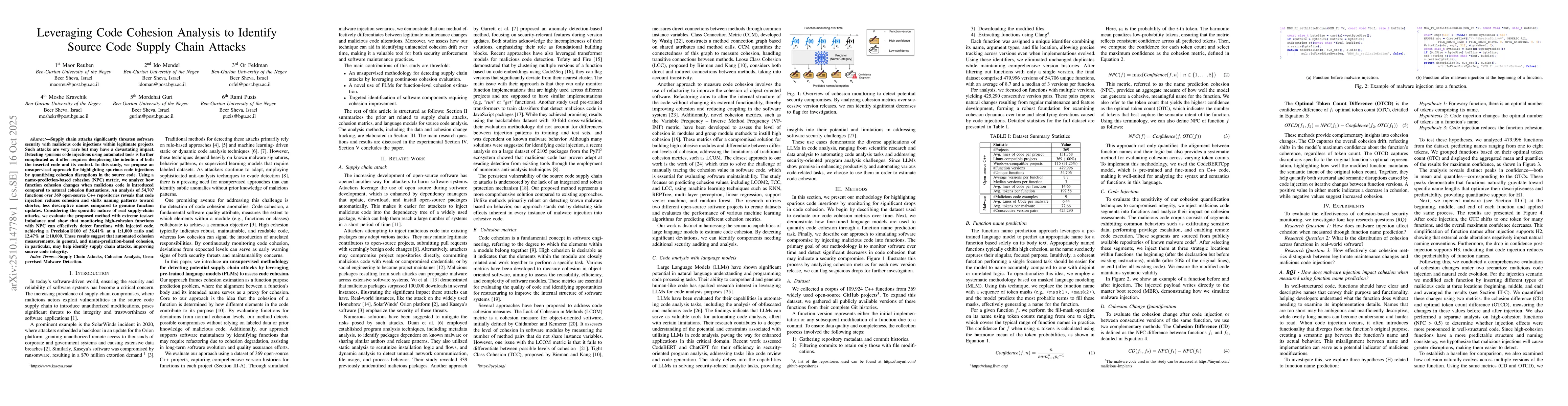 Thumbnail for Leveraging Code Cohesion Analysis to Identify Source Code Supply Chain
  Attacks