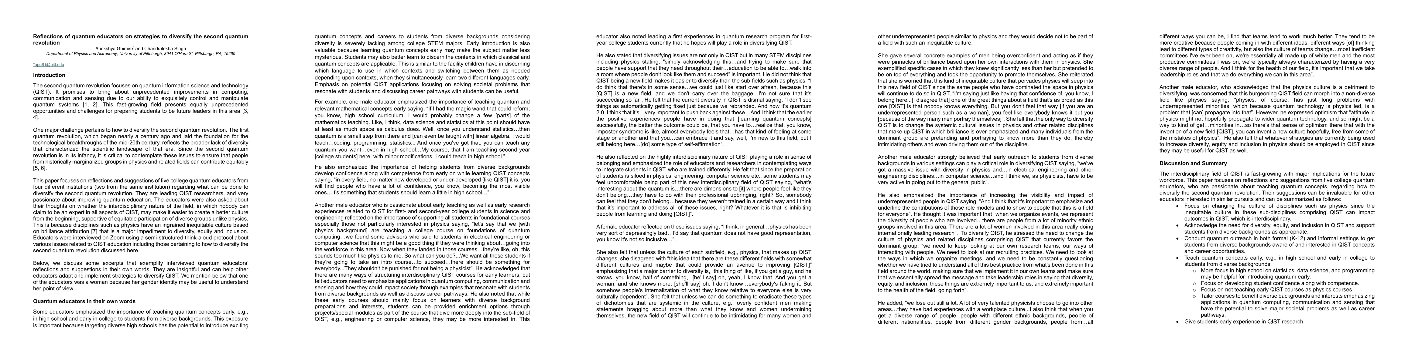 Thumbnail for Reflections of quantum educators on strategies to diversify the second
  quantum revolution