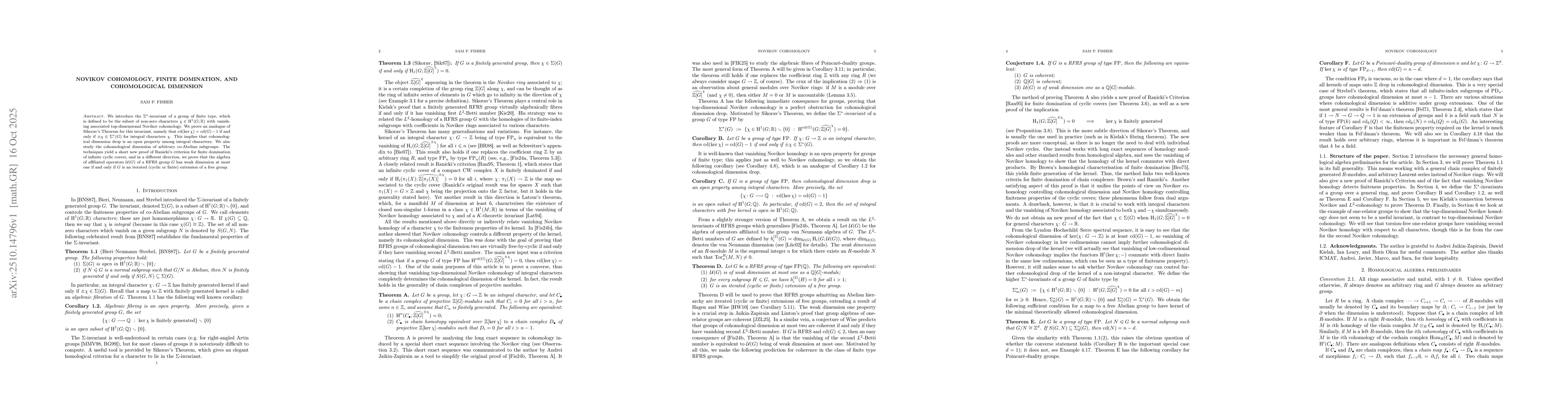 Thumbnail for Novikov cohomology, finite domination, and cohomological dimension