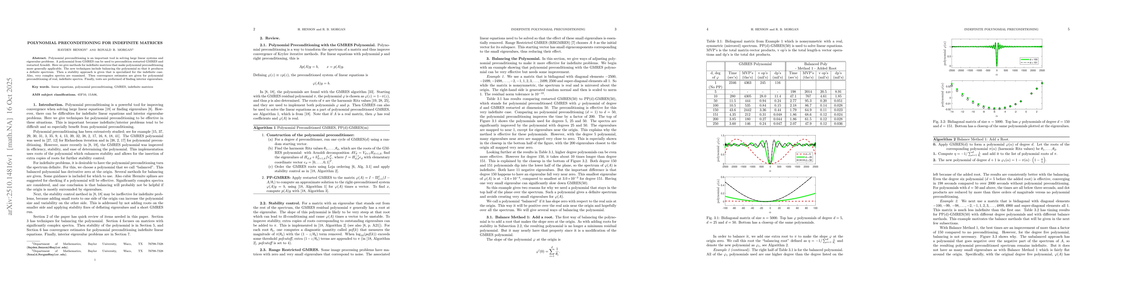 Thumbnail for Polynomial Preconditioning for Indefinite Matrices