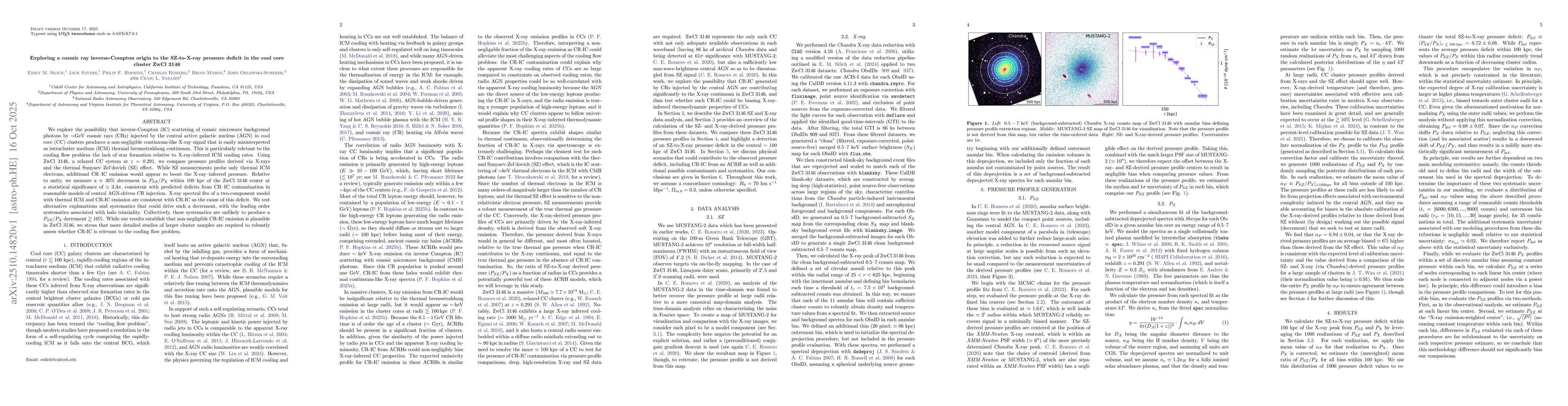 Thumbnail for Exploring a cosmic ray inverse-Compton origin to the SZ-to-X-ray
  pressure deficit in the cool core cluster ZwCl 3146