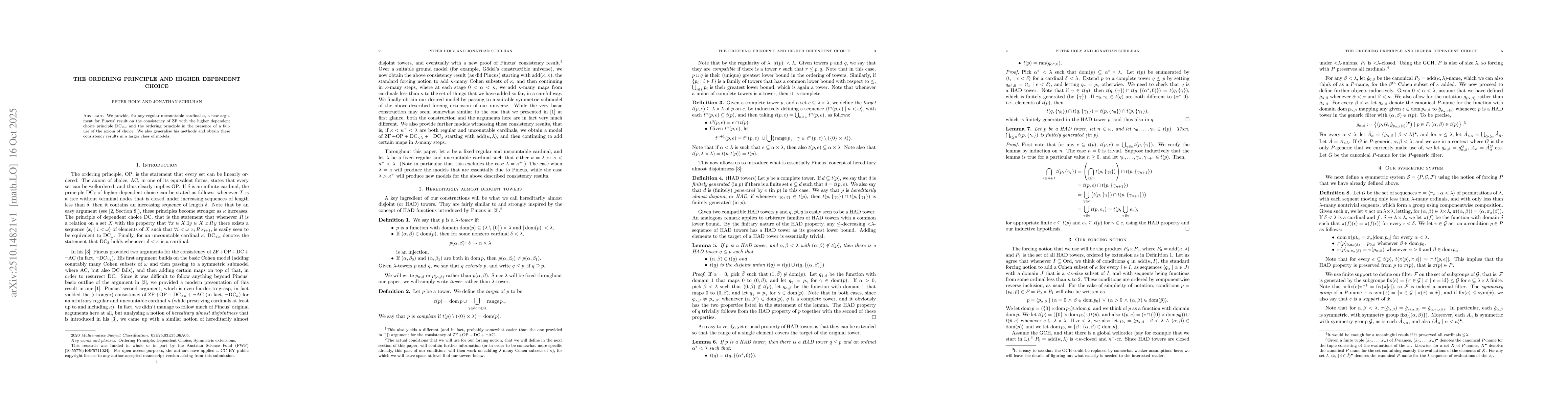 Thumbnail for The Ordering Principle and Higher Dependent Choice