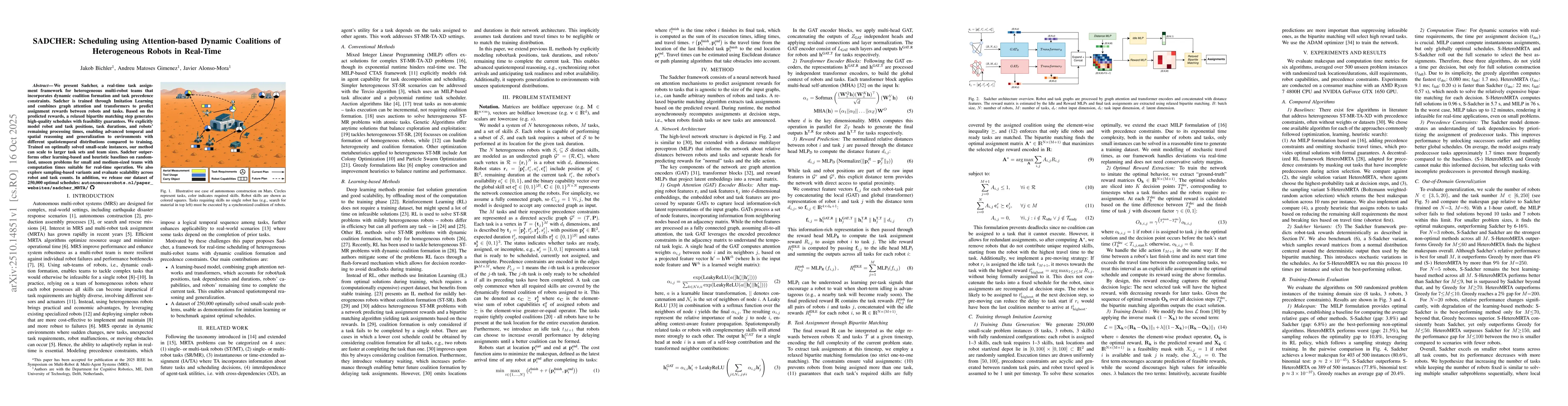 Thumbnail for SADCHER: Scheduling using Attention-based Dynamic Coalitions of
  Heterogeneous Robots in Real-Time