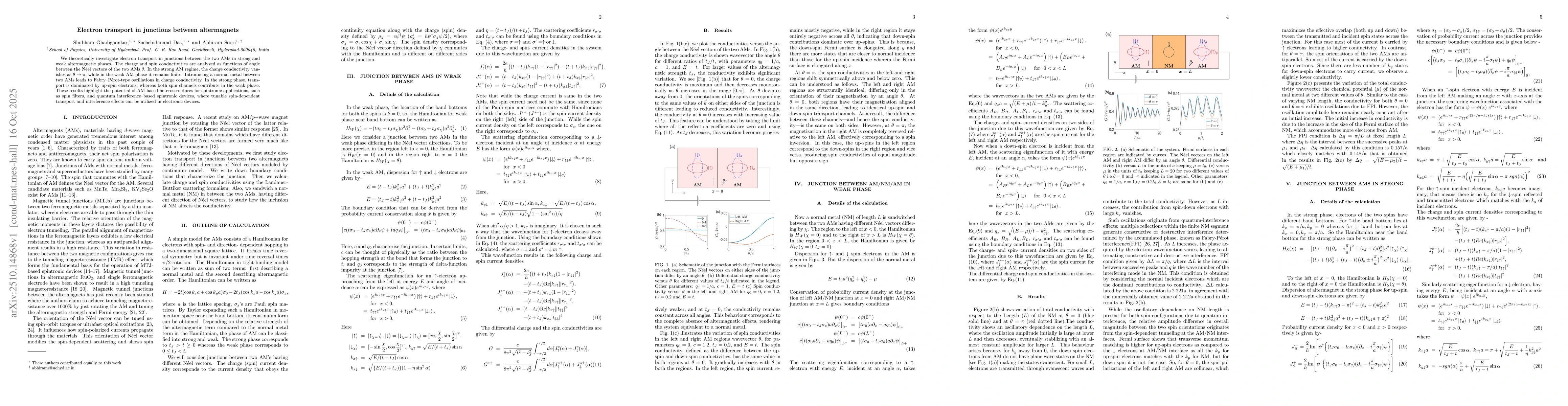 Thumbnail for Electron transport in junctions between altermagnets