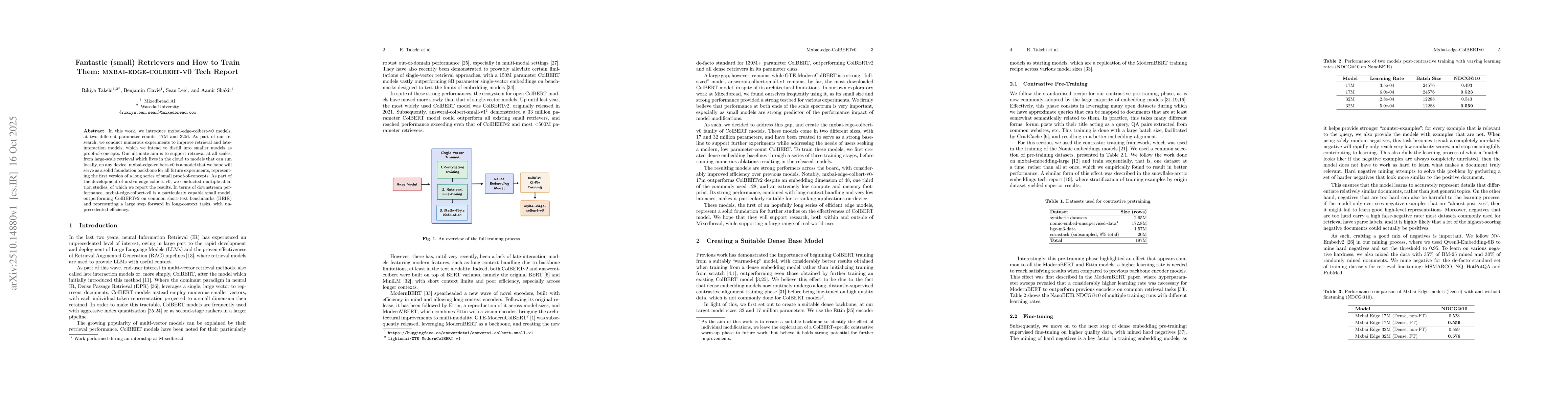 Thumbnail for Fantastic (small) Retrievers and How to Train Them:
  mxbai-edge-colbert-v0 Tech Report