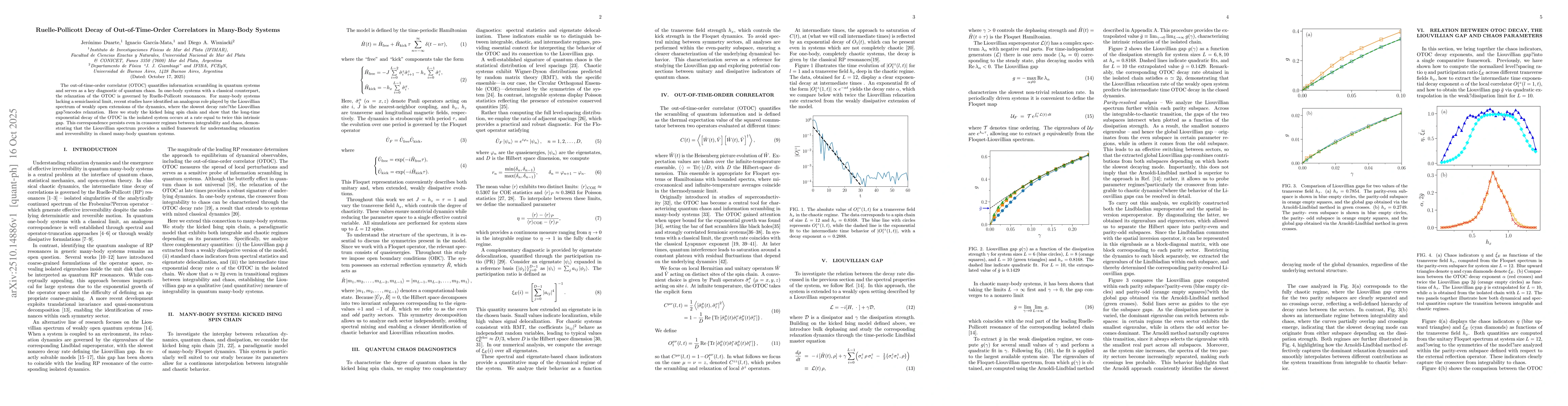 Thumbnail for Ruelle-Pollicott Decay of Out-of-Time-Order Correlators in Many-Body
  Systems
