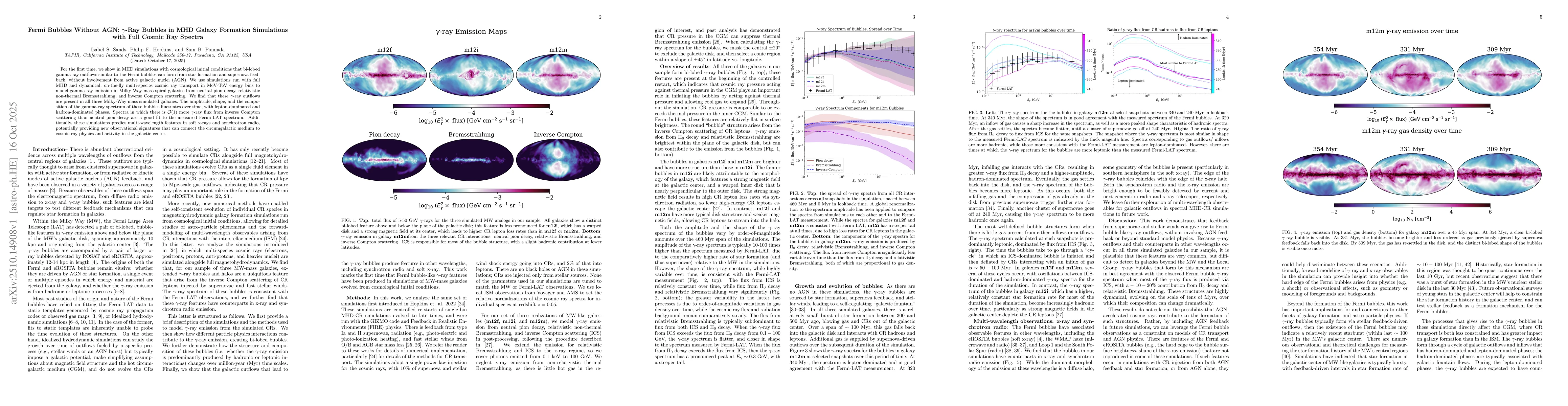 Thumbnail for Fermi Bubbles Without AGN: Gamma-Ray Bubbles in MHD Galaxy Formation
  Simulations with Full Cosmic Ray Spectra