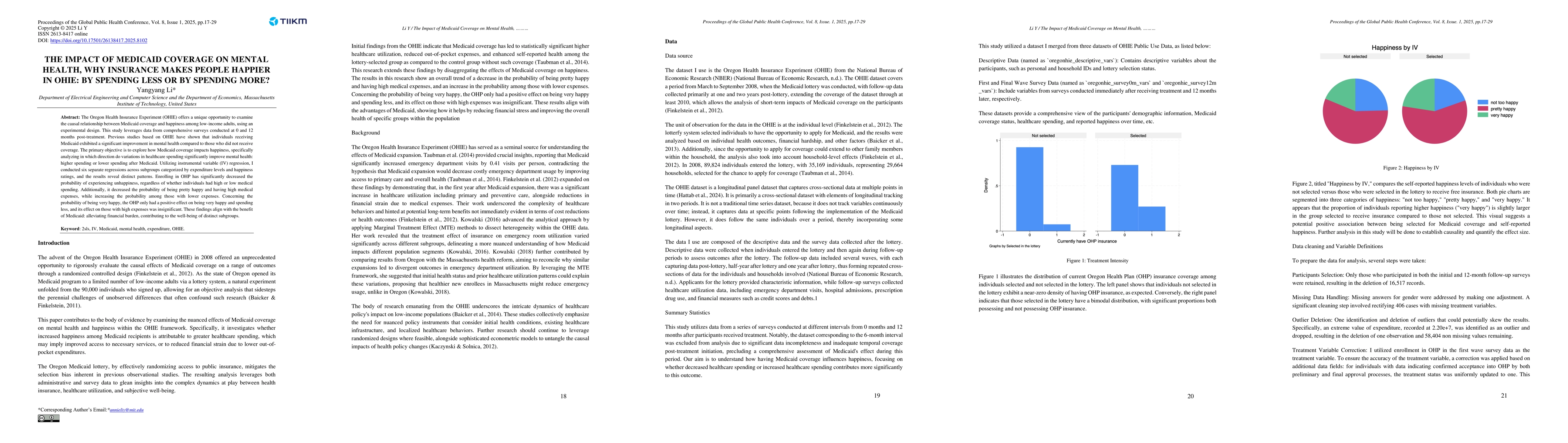 Thumbnail for The Impact of Medicaid Coverage on Mental Health, Why Insurance Makes
  People Happier in OHIE: by Spending Less or by Spending More?
