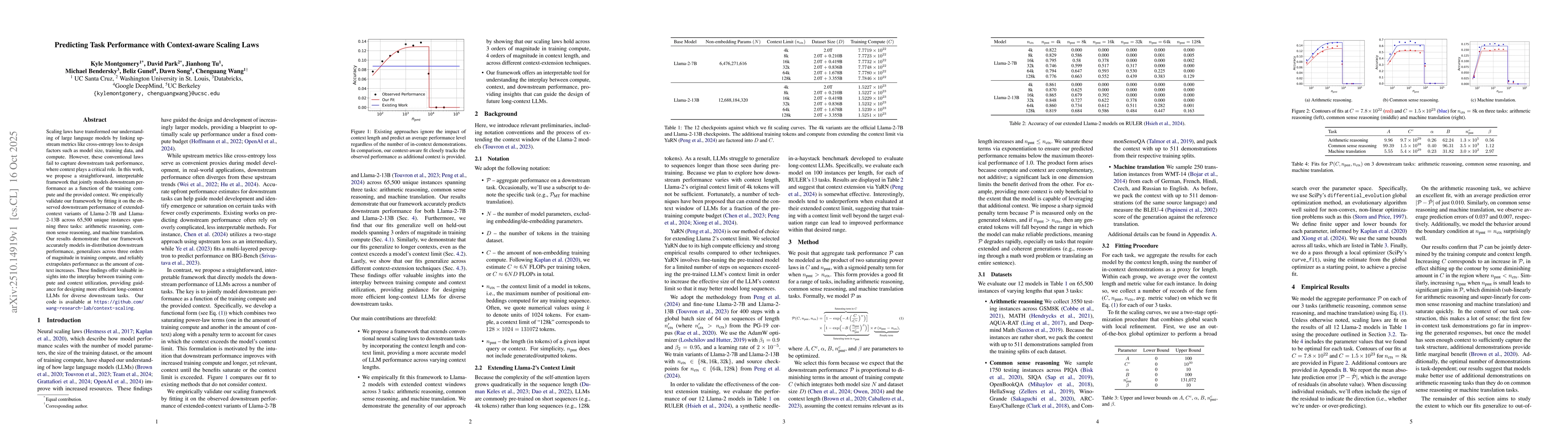 Thumbnail for Predicting Task Performance with Context-aware Scaling Laws