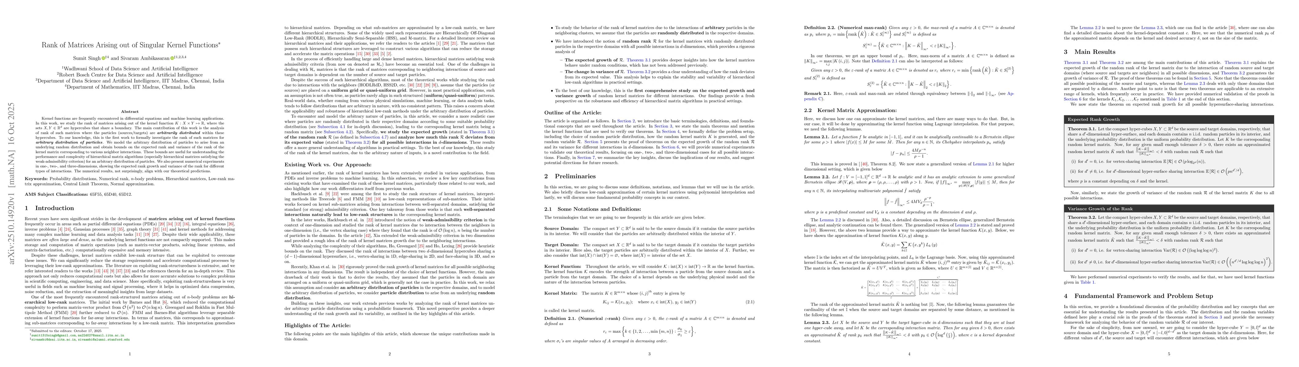 Thumbnail for Rank of Matrices Arising out of Singular Kernel Functions