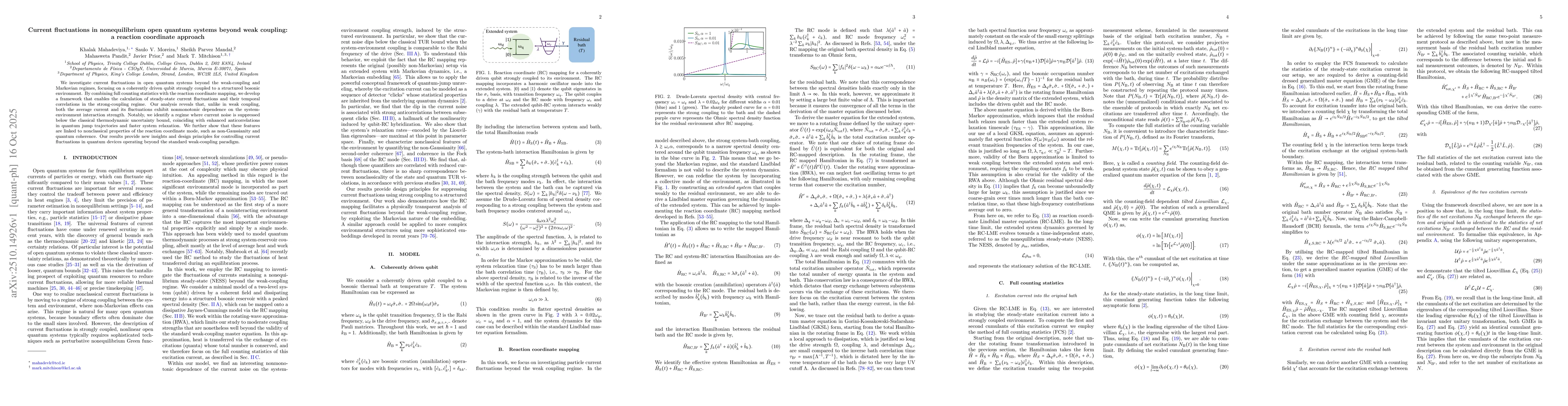 Thumbnail for Current fluctuations in nonequilibrium open quantum systems beyond weak
  coupling: a reaction coordinate approach