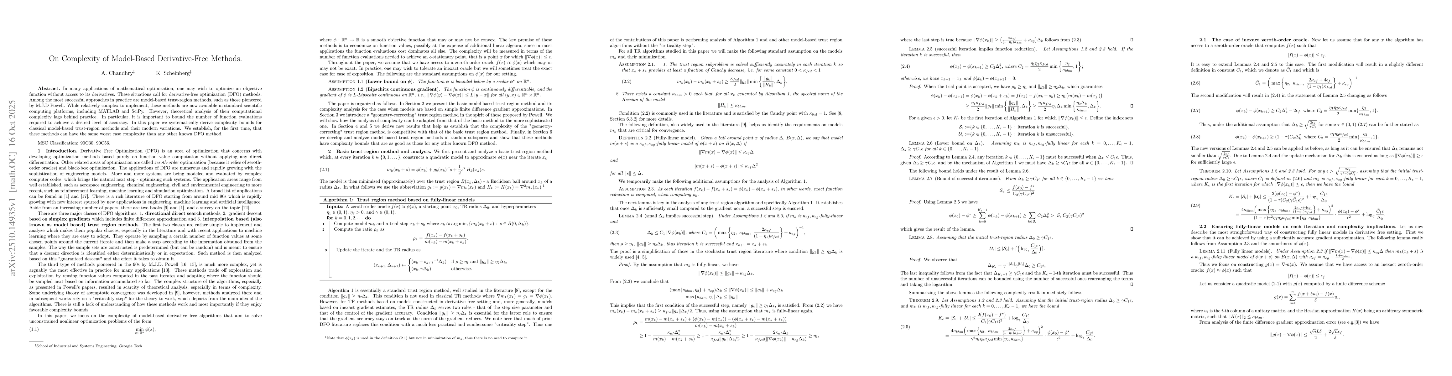 Thumbnail for On Complexity of Model-Based Derivative-Free Methods