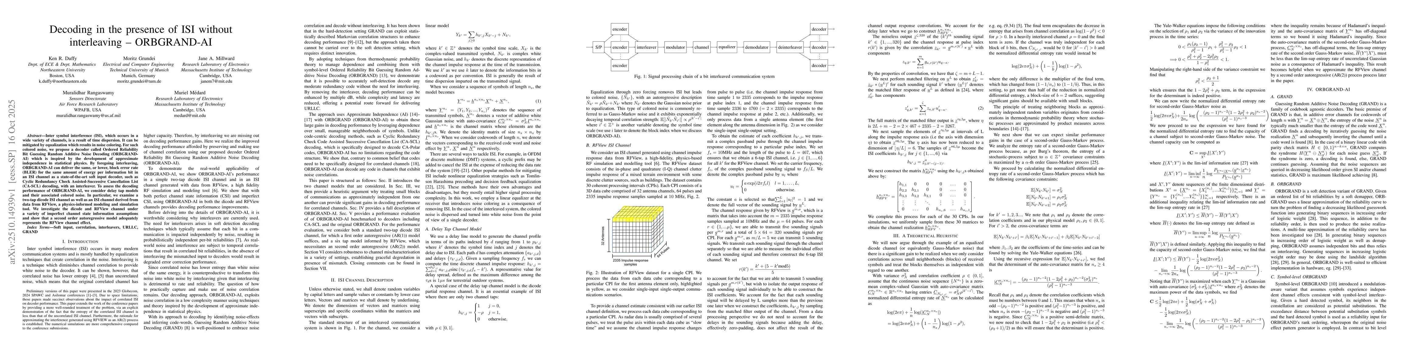 Thumbnail for Decoding in the presence of ISI without interleaving ORBGRAND AI