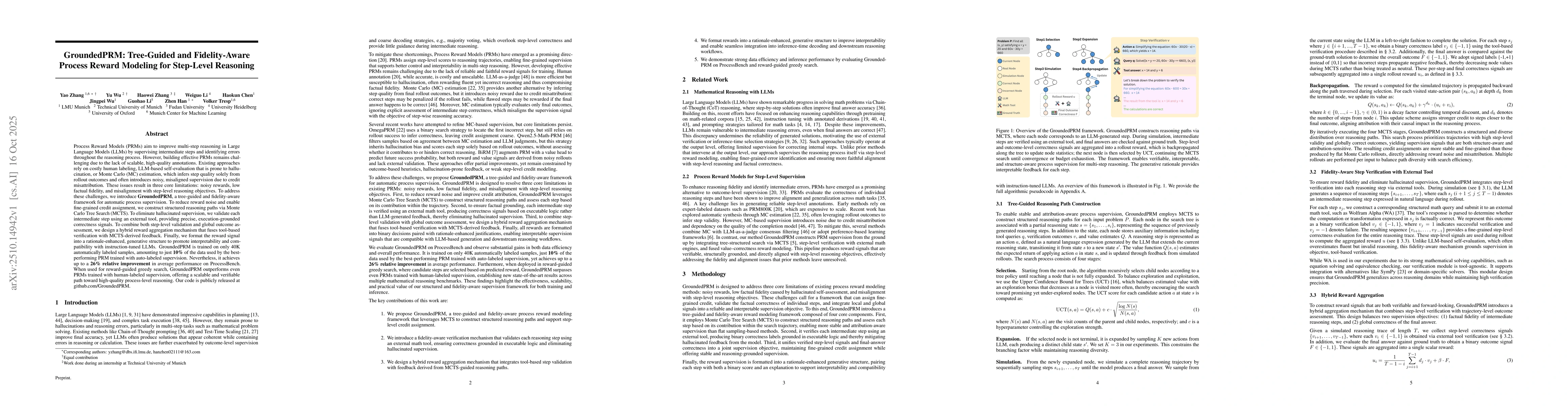Thumbnail for GroundedPRM: Tree-Guided and Fidelity-Aware Process Reward Modeling for
  Step-Level Reasoning