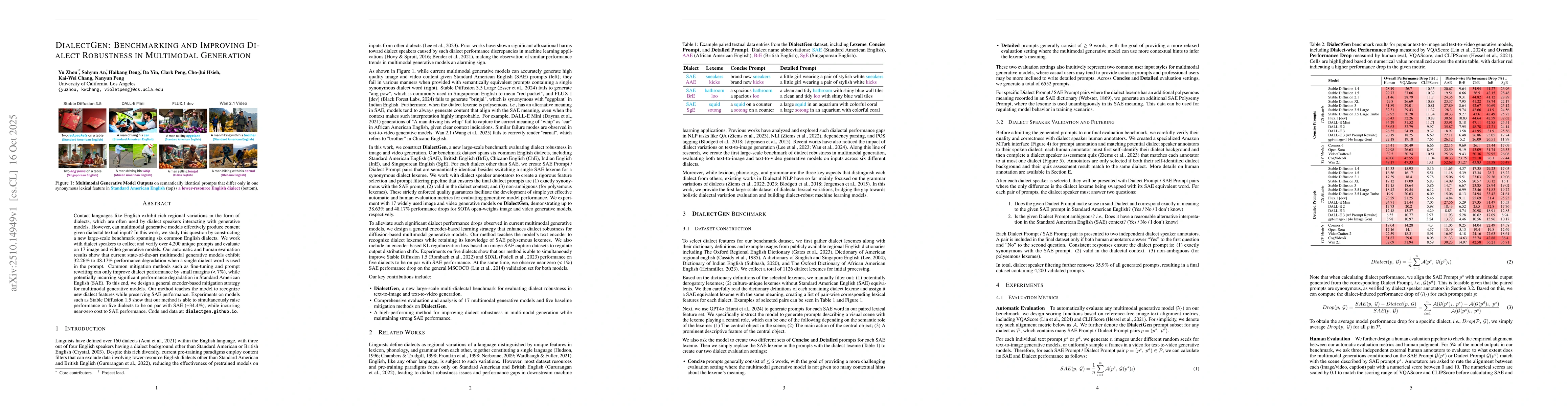 Thumbnail for DialectGen: Benchmarking and Improving Dialect Robustness in Multimodal
  Generation