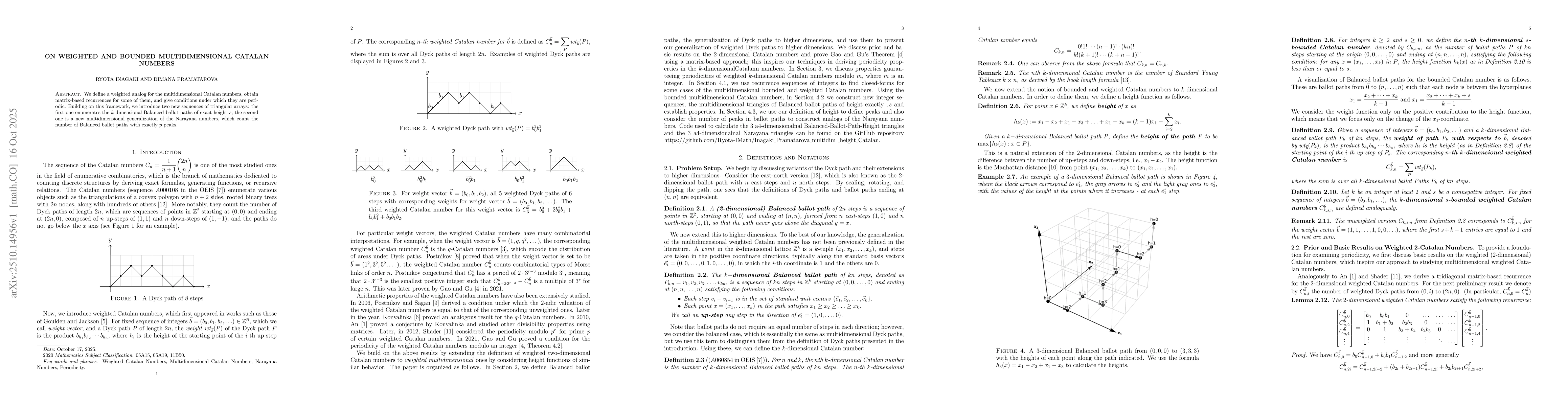 Thumbnail for On Weighted and Bounded Multidimensional Catalan Numbers