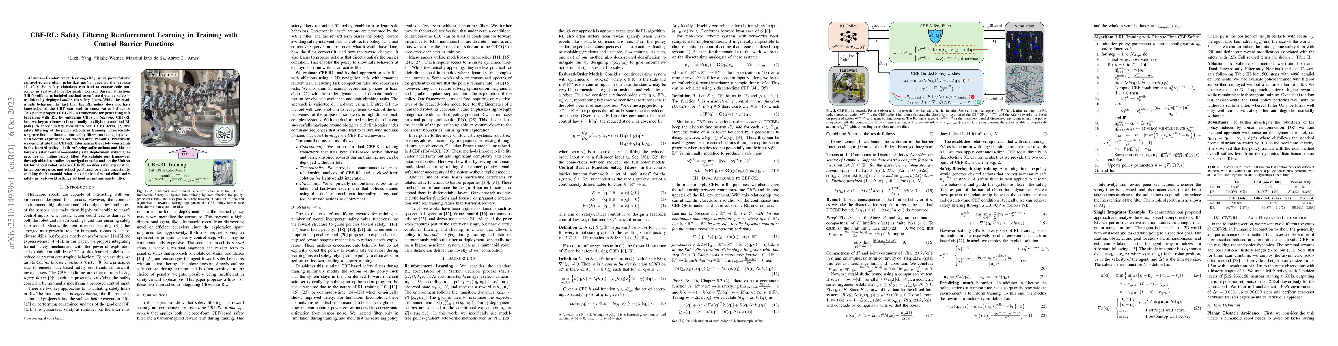 Thumbnail for CBF-RL: Safety Filtering Reinforcement Learning in Training with Control
  Barrier Functions