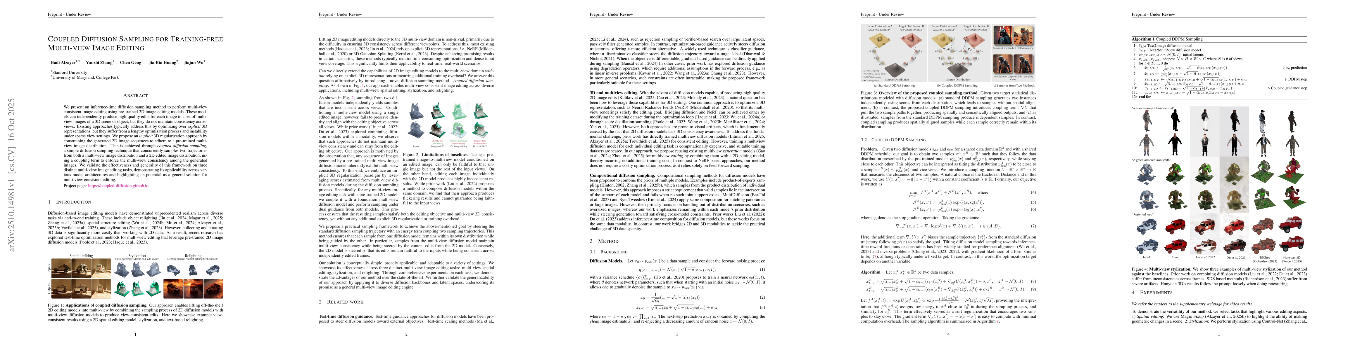 Thumbnail for Coupled Diffusion Sampling for Training-Free Multi-View Image Editing