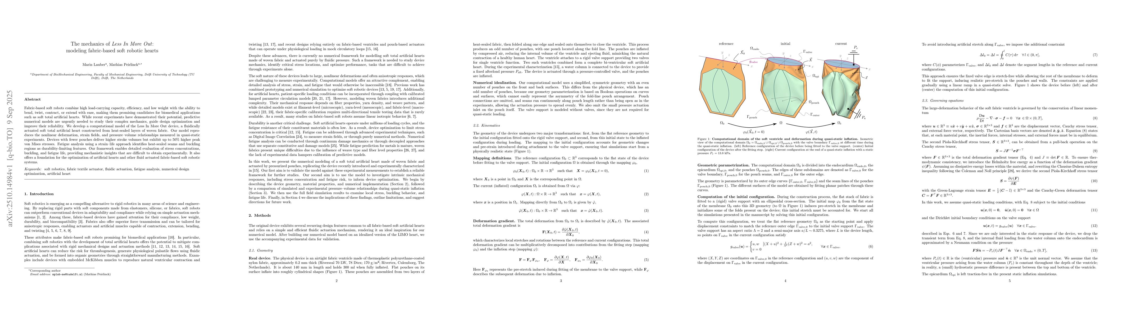 Thumbnail for The mechanics of $\textit{Less In More Out}$: modeling fabric-based soft
  robotic hearts
