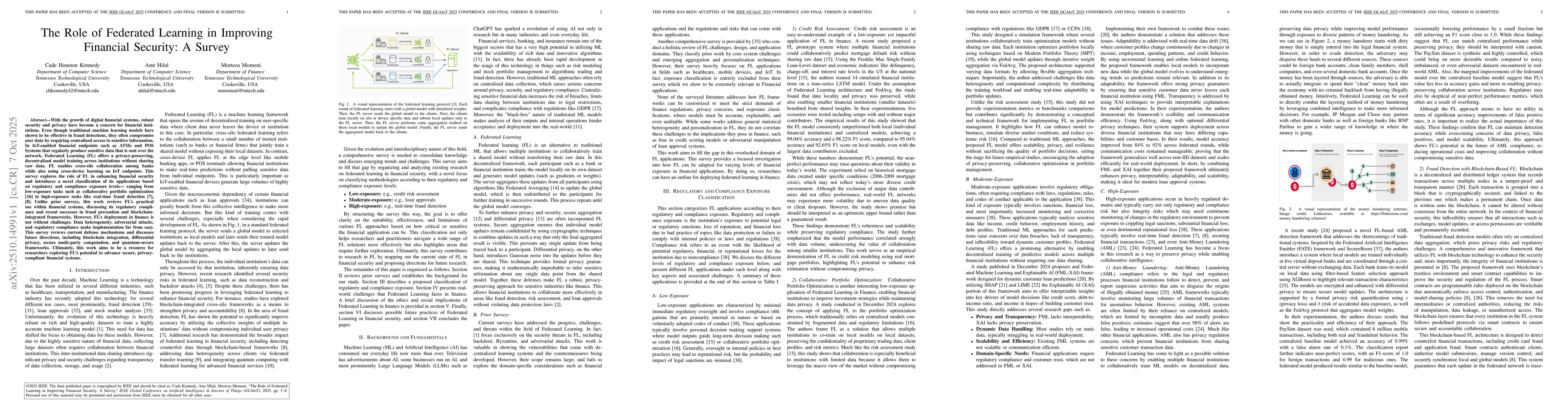 Thumbnail for The Role of Federated Learning in Improving Financial Security: A Survey