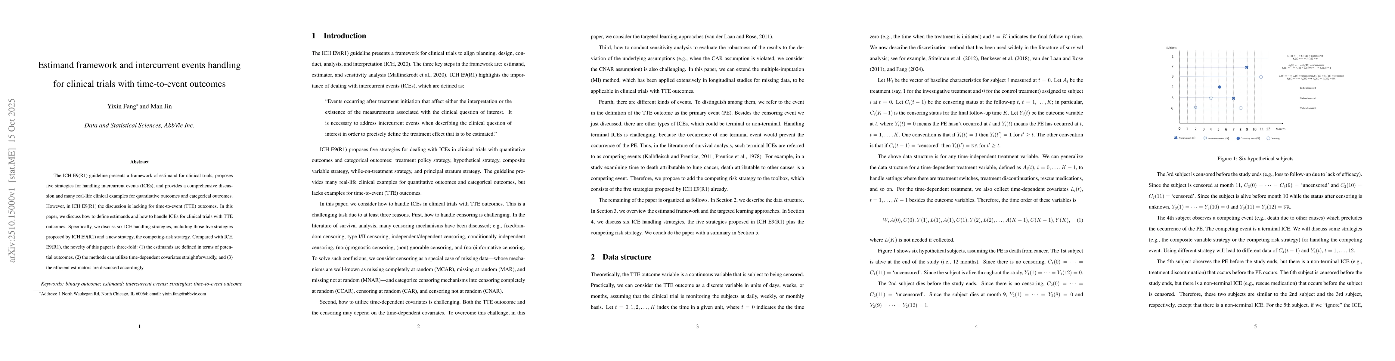 Thumbnail for Estimand framework and intercurrent events handling for clinical trials
  with time-to-event outcomes
