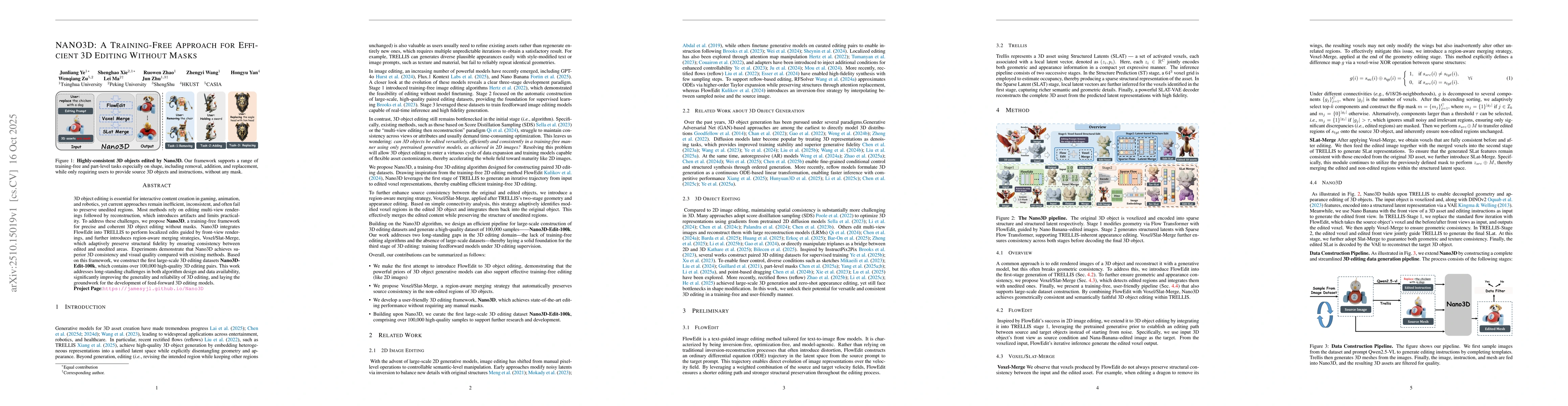 Thumbnail for NANO3D: A Training-Free Approach for Efficient 3D Editing Without Masks