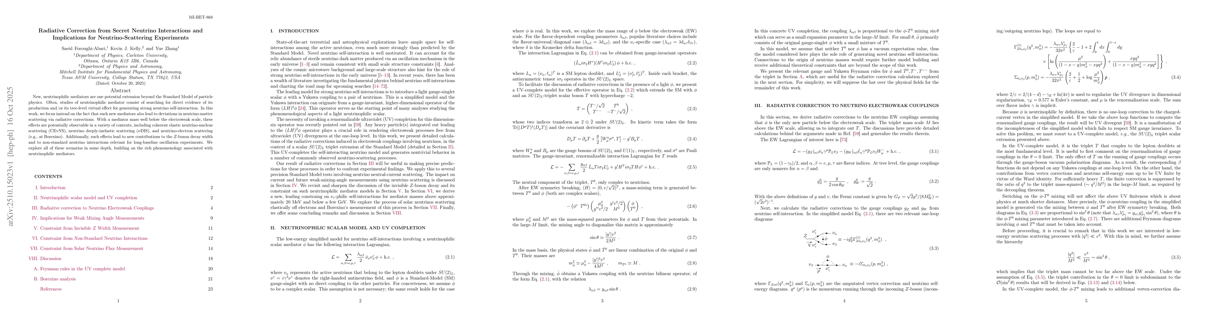 Thumbnail for Radiative Correction from Secret Neutrino Interactions and Implications
  for Neutrino-Scattering Experiments