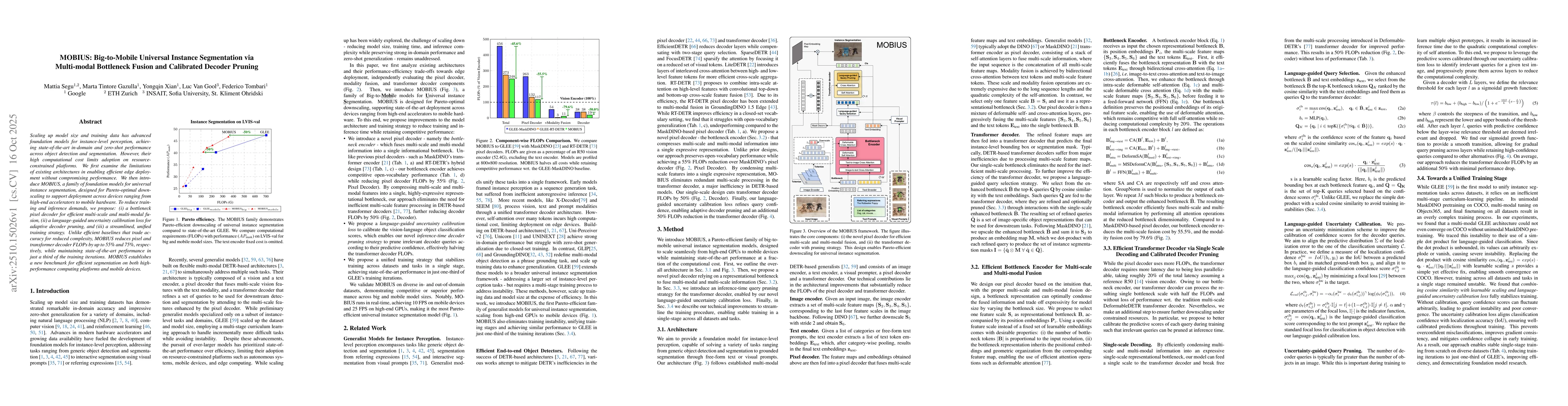 Thumbnail for MOBIUS: Big-to-Mobile Universal Instance Segmentation via Multi-modal
  Bottleneck Fusion and Calibrated Decoder Pruning