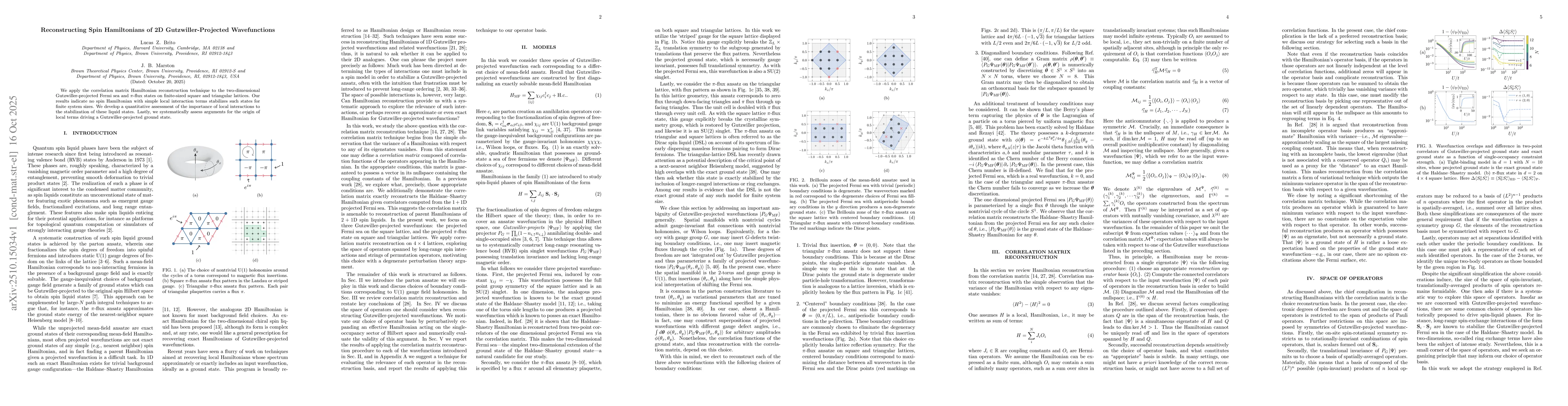 Thumbnail for Reconstructing Spin Hamiltonians of 2D Gutzwiller-Projected
  Wavefunctions