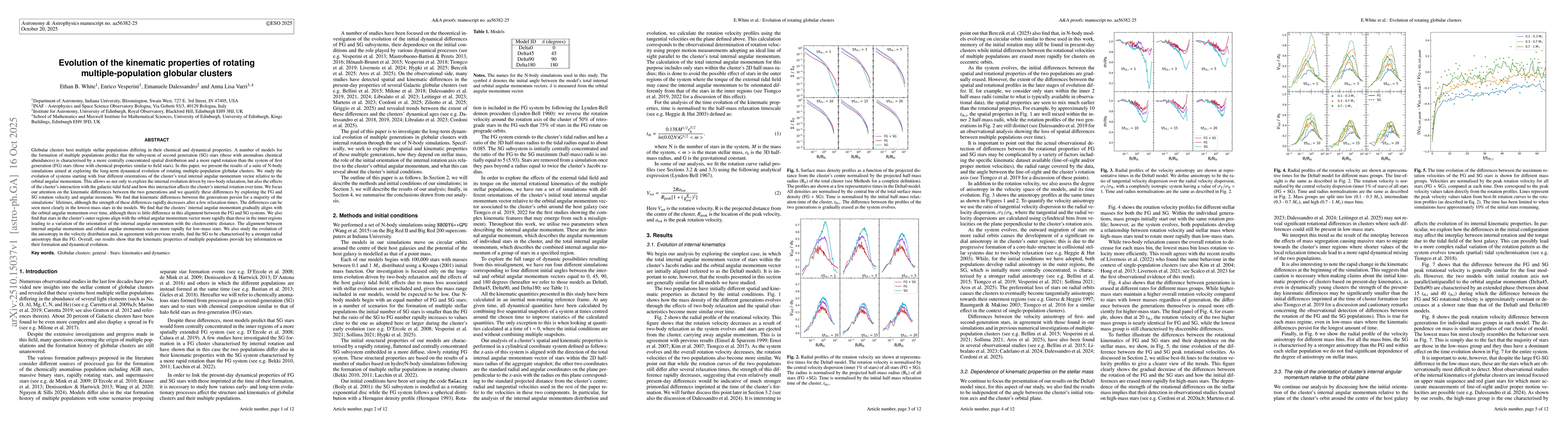 Thumbnail for Evolution of the kinematic properties of rotating multiple-population
  globular clusters