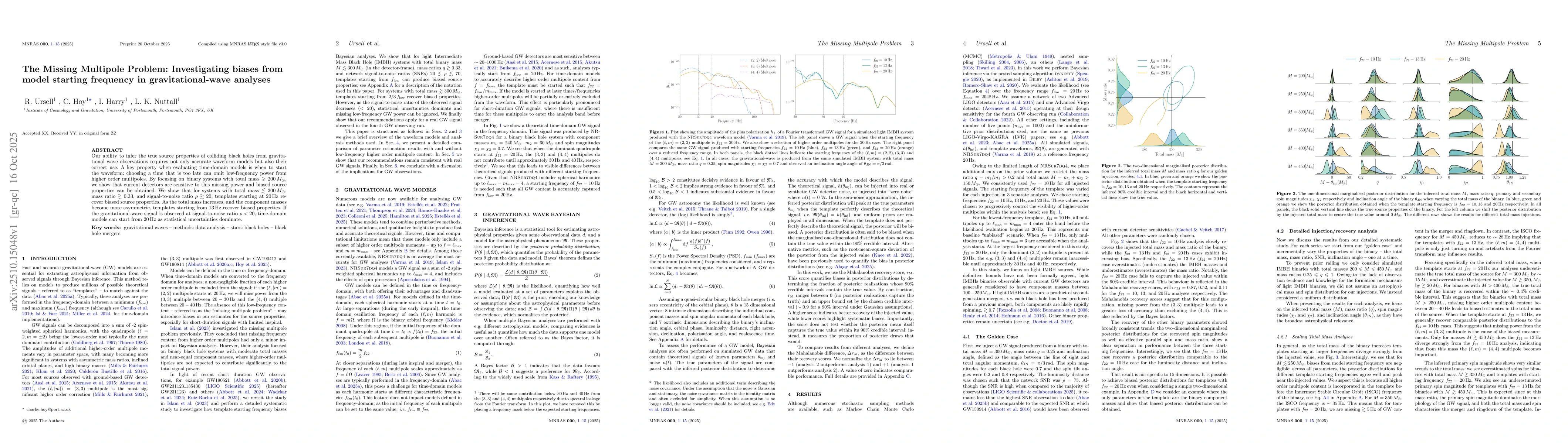 Thumbnail for The Missing Multipole Problem: Investigating biases from model starting
  frequency in gravitational-wave analyses