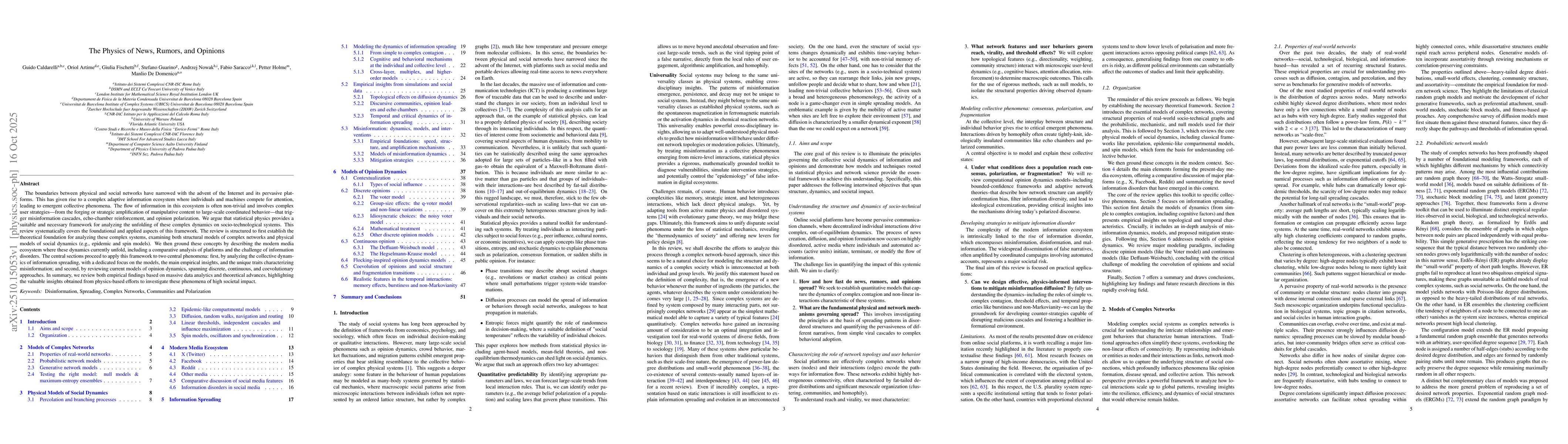 Thumbnail for The Physics of News, Rumors, and Opinions