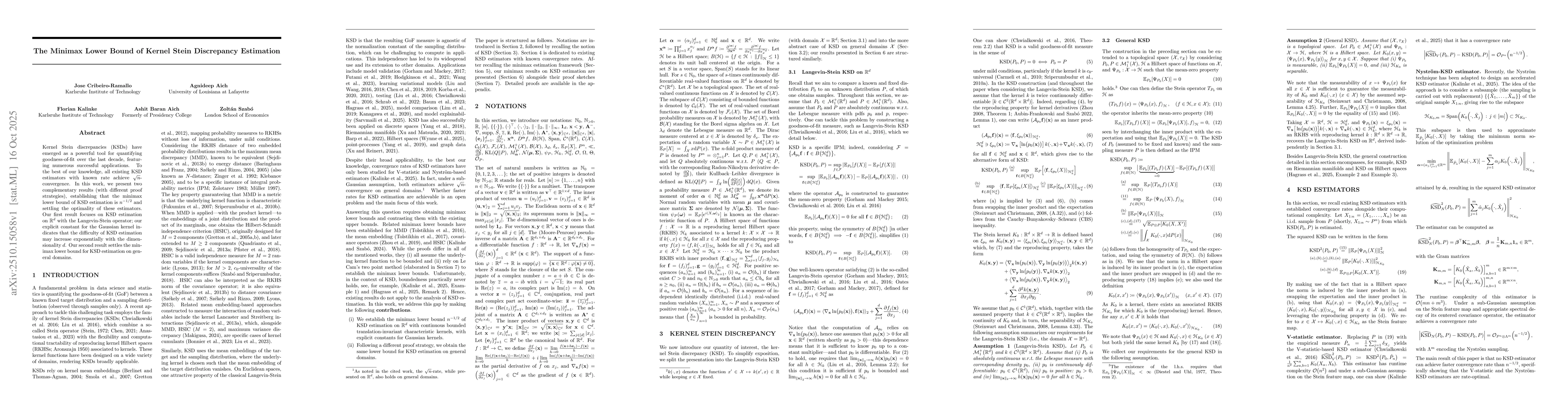 Thumbnail for The Minimax Lower Bound of Kernel Stein Discrepancy Estimation