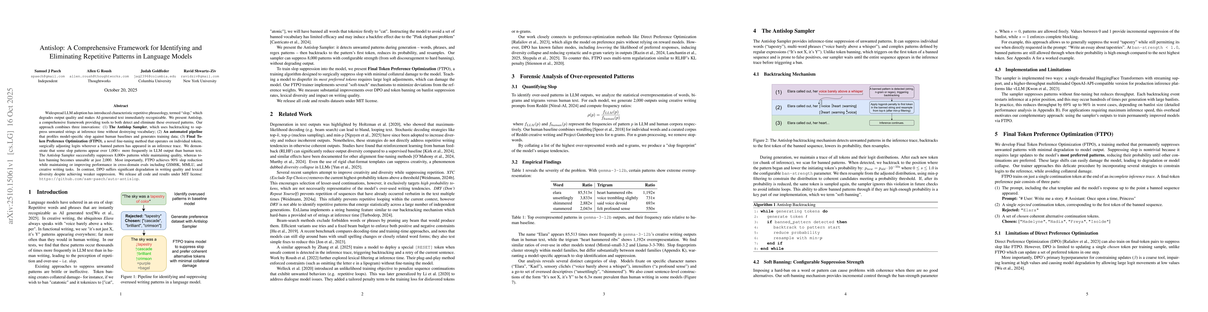 Thumbnail for Antislop: A Comprehensive Framework for Identifying and Eliminating
  Repetitive Patterns in Language Models