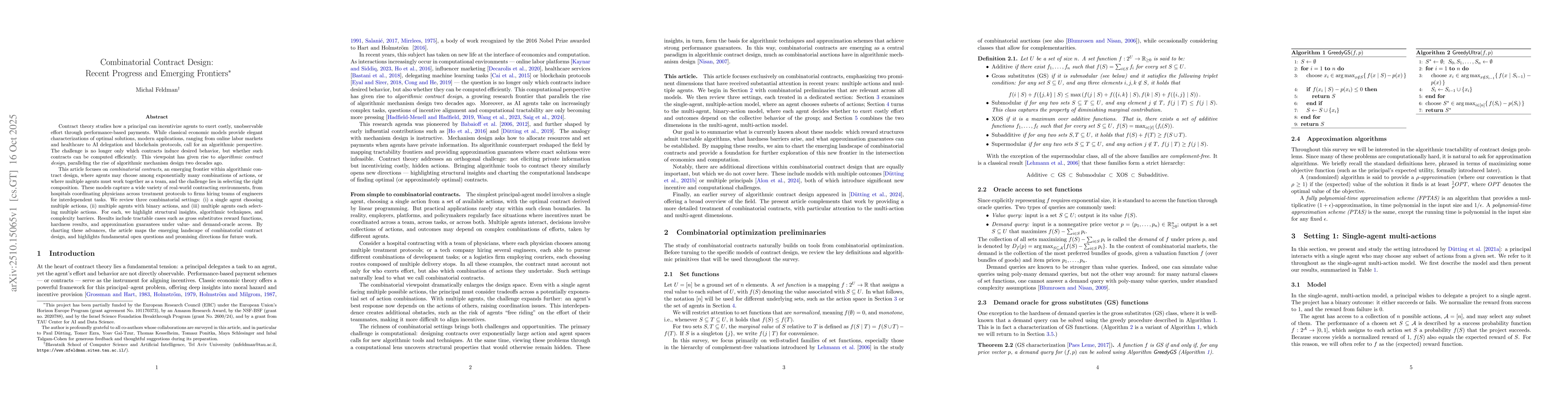 Thumbnail for Combinatorial Contract Design: Recent Progress and Emerging Frontiers