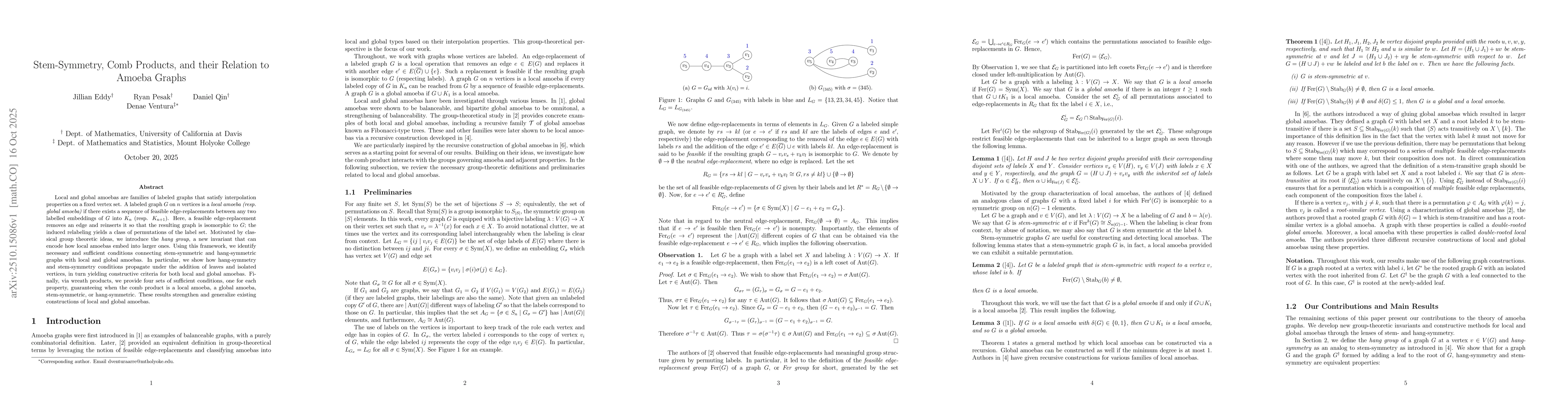 Thumbnail for Stem-Symmetry, Comb Products, and their Relation to Amoeba Graphs
