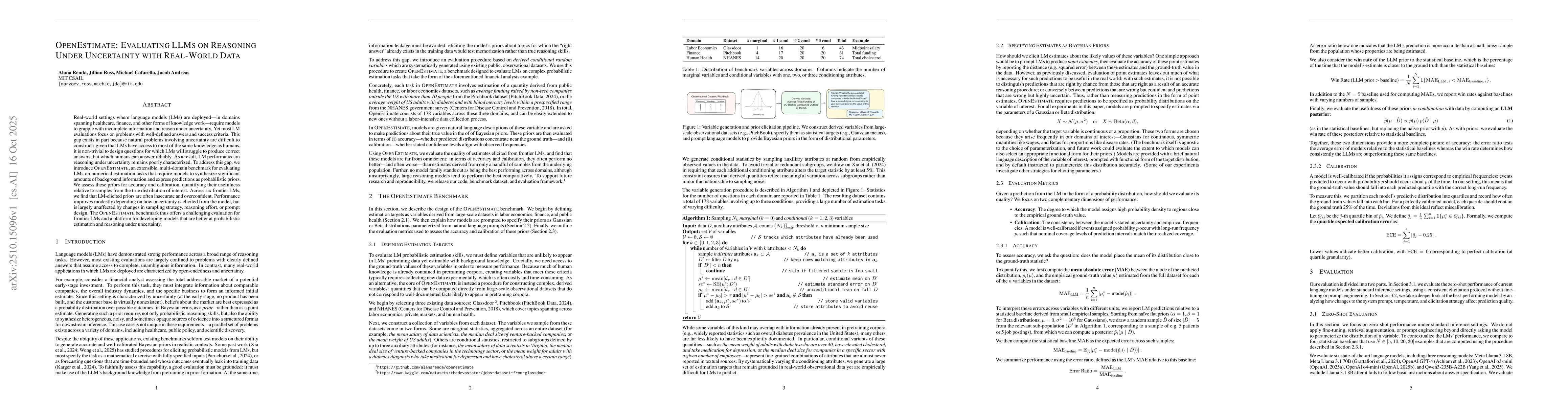 Thumbnail for OpenEstimate: Evaluating LLMs on Reasoning Under Uncertainty with
  Real-World Data