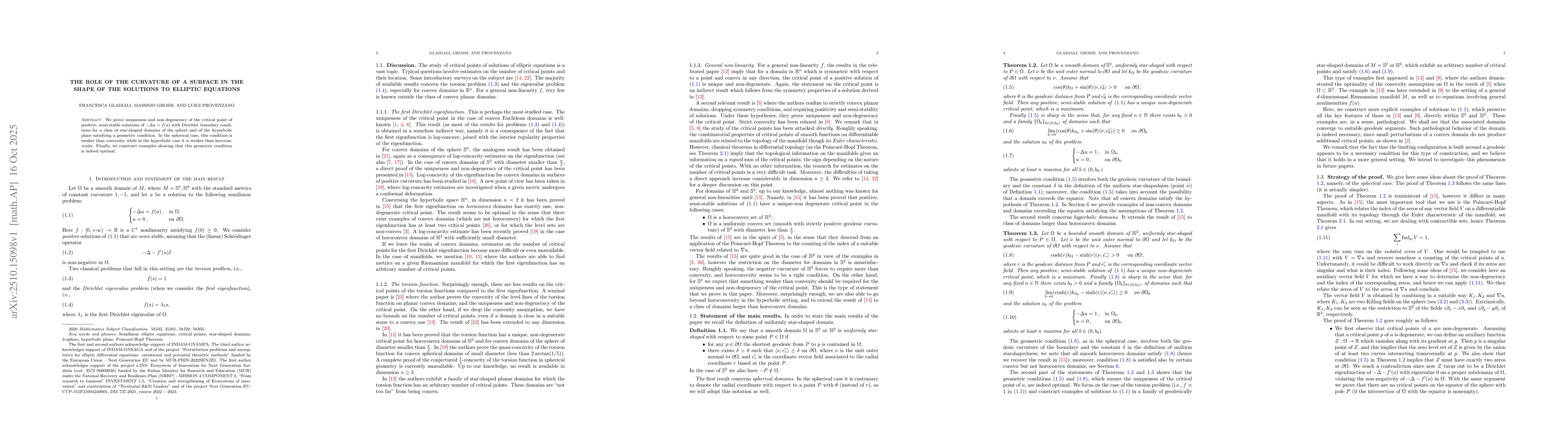 Thumbnail for The role of the curvature of a surface in the shape of the solutions to
  elliptic equations