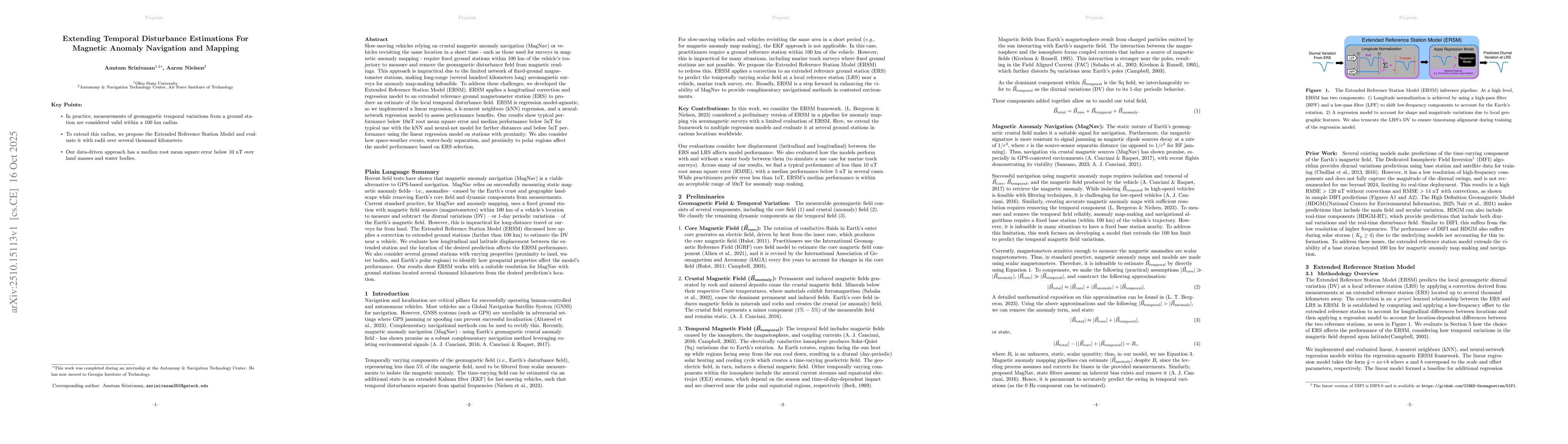 Thumbnail for Extending Temporal Disturbance Estimations For Magnetic Anomaly
  Navigation and Mapping