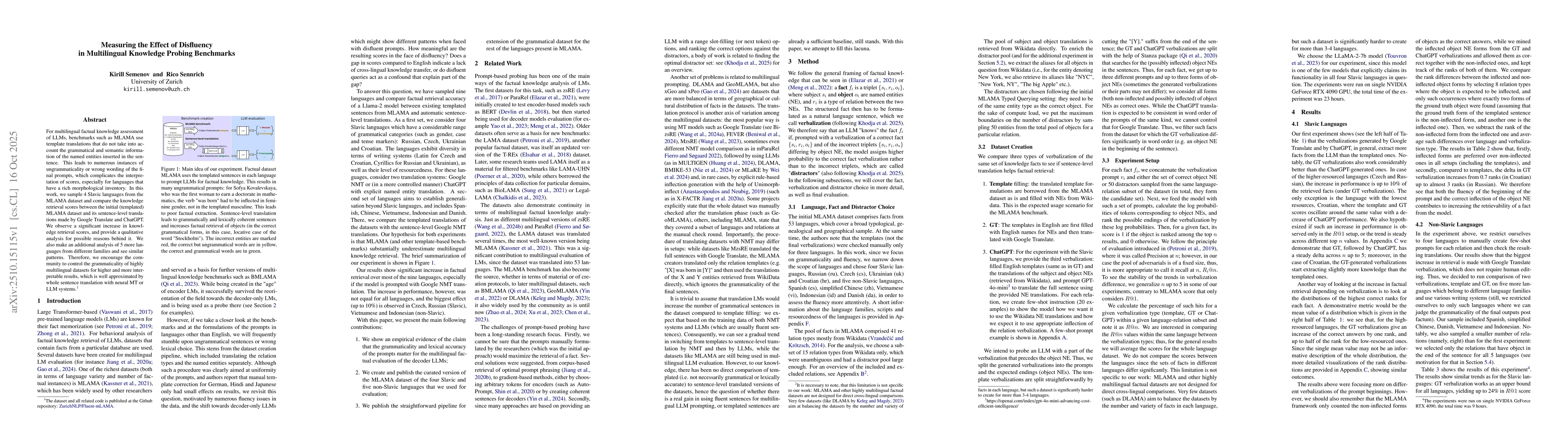 Thumbnail for Measuring the Effect of Disfluency in Multilingual Knowledge Probing
  Benchmarks