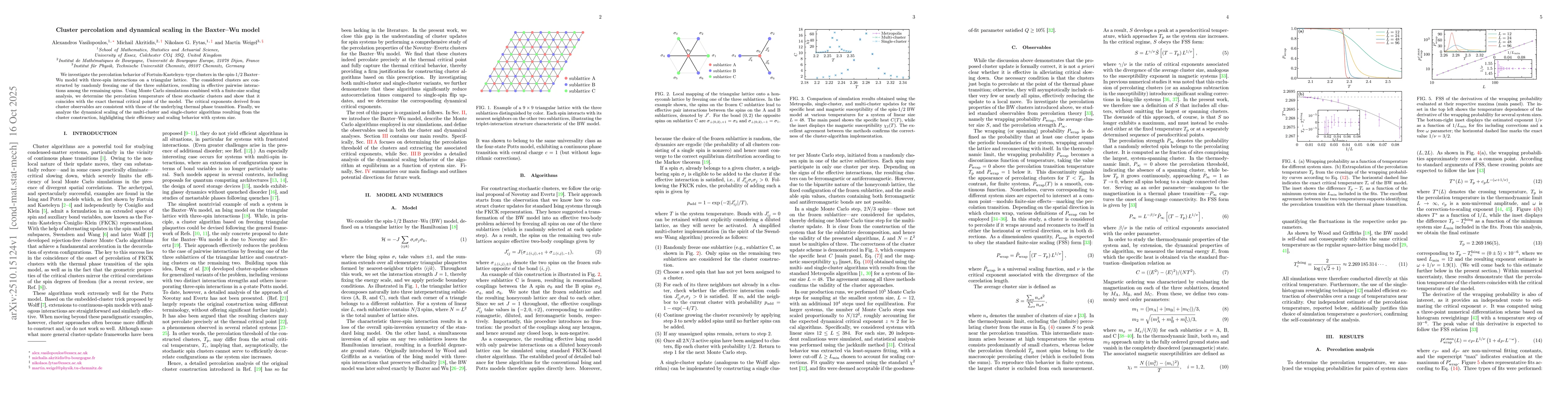 Thumbnail for Cluster percolation and dynamical scaling in the Baxter--Wu model