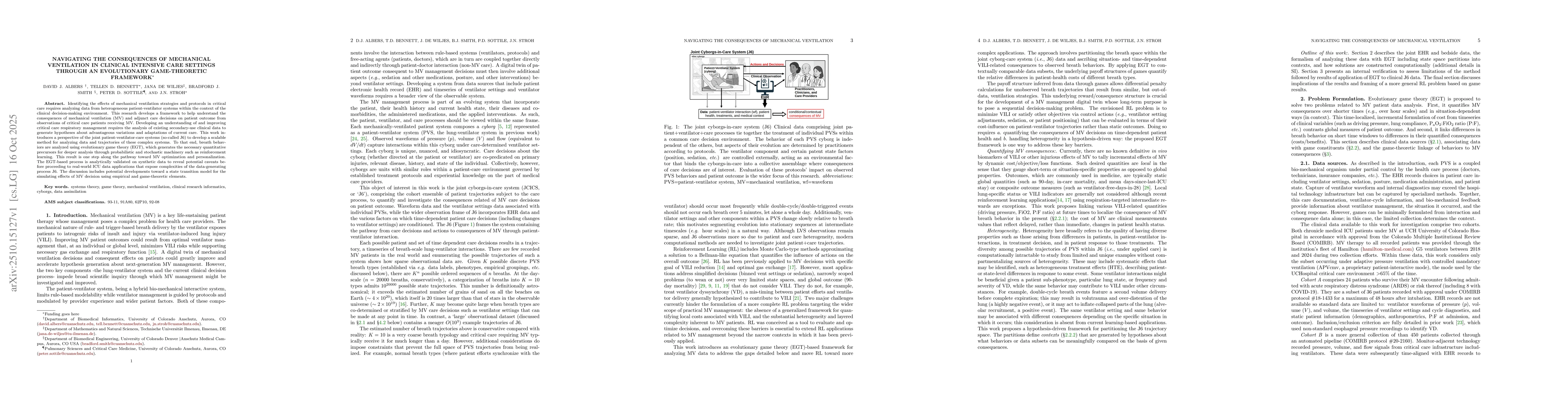 Thumbnail for Navigating the consequences of mechanical ventilation in clinical
  intensive care settings through an evolutionary game-theoretic framework