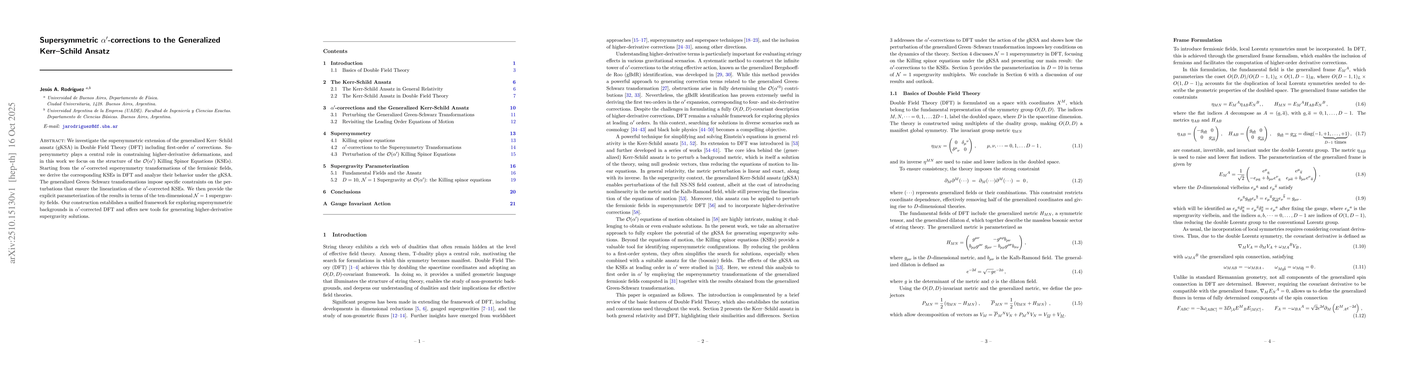 Thumbnail for Supersymmetric $α'$-corrections to the Generalized Kerr-Schild
  Ansatz